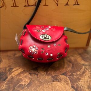 Disney Red Mini Bag with Sparkling Floral Design